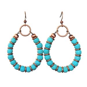 Tribal Boho Earrings Hoop Western Y2K Handmade Bronze Jewelry Vintage Boheme